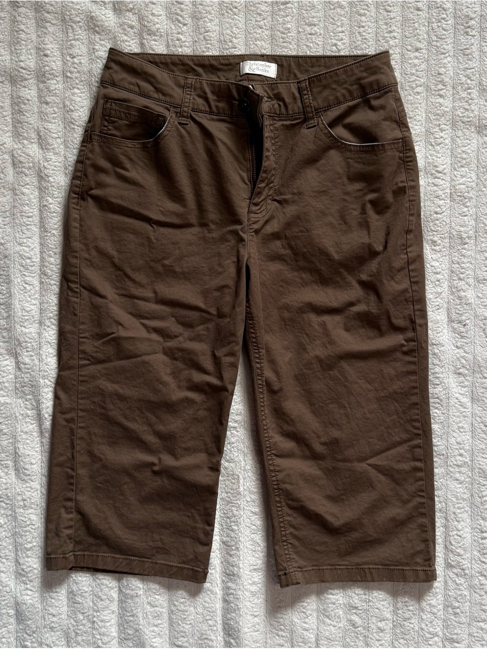 Christopher & Banks Brown Cotton Capri Pants Y2K Cropped